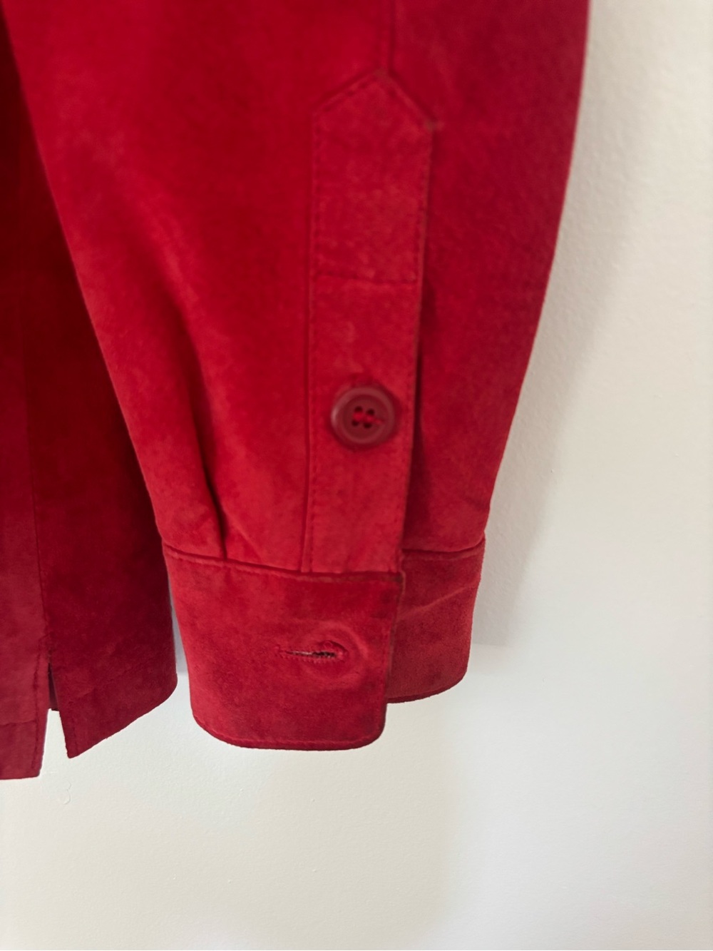 Red Suede Button-Front Jacket - Picture 4 of 5